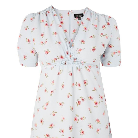 Topshop Baby Blue Floral Tea Dress - Picture 4 of 8